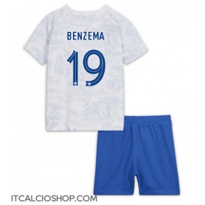 Francia Karim Benzema #19 Seconda Maglia Bambino Mondiali 2022 Manica Corta (+ Pantaloni corti)